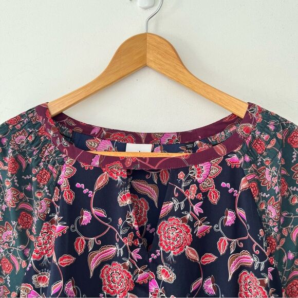 Cabi "Festive" Jewel Tone Floral Patterns Long Sleeve Round Neck Maxi Dress - Picture 8 of 14